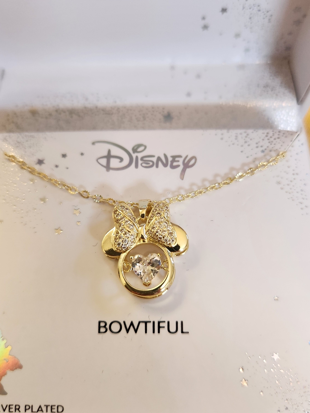 Disney Gold Bowtiful Minnie Heart Pendant Necklace